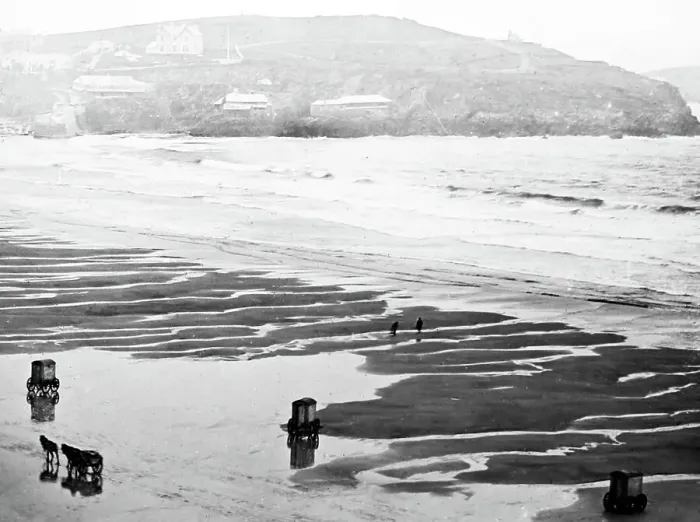 Framed Print : Newquay beach, Cornwall, Victorian period Framed Print : Newquay beach, Cornwall, Victorian period