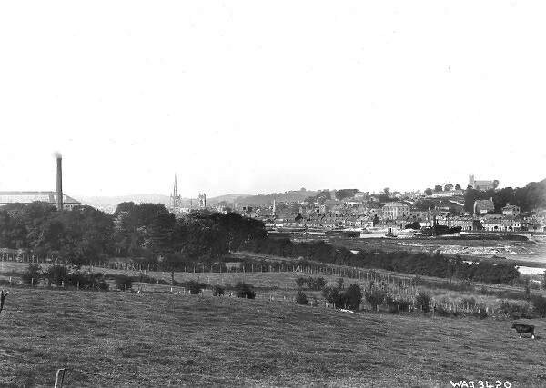Newry - a panoramic view of the Town and canals visible, Church towers