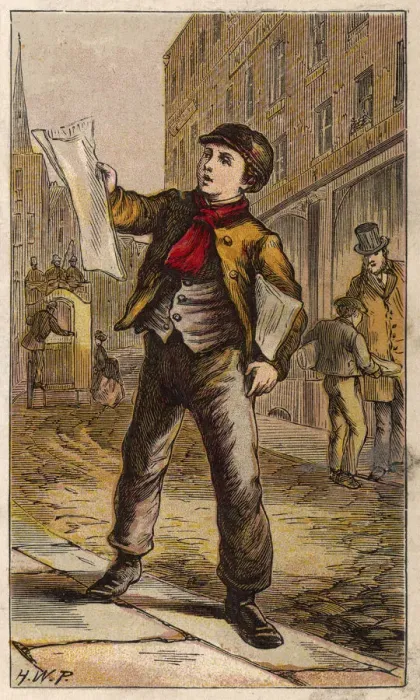 Framed Print : Newsboy with his newspapers Framed Print : Newsboy with his newspapers