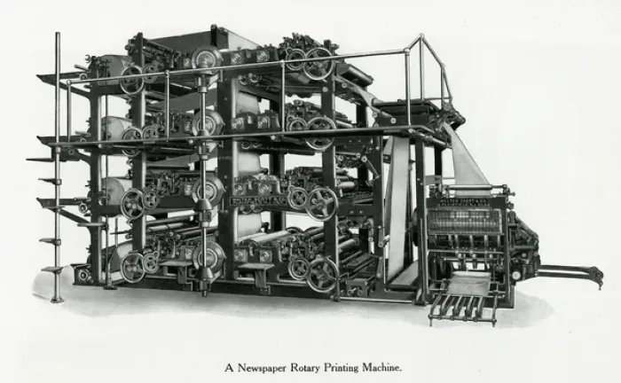 Framed Print : Newspaper rotary printing machine 1908 Framed Print : Newspaper rotary printing machine 1908