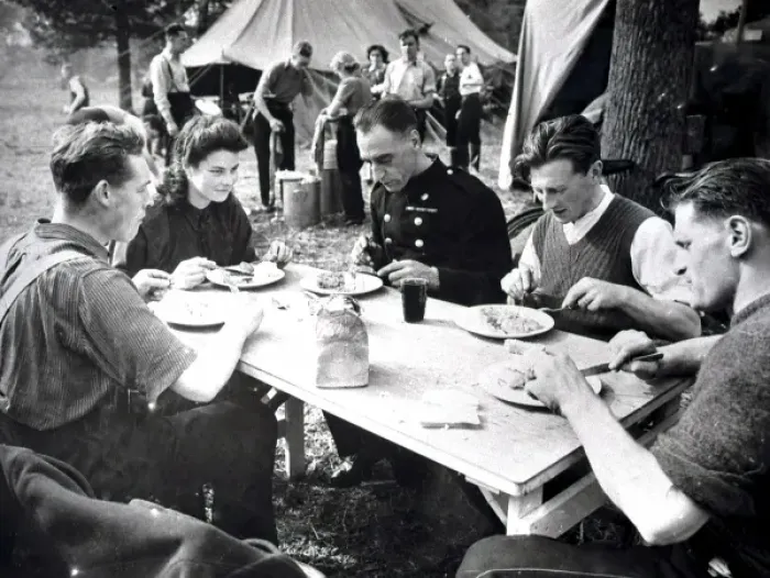 Framed Print : NFS firefighters at a training camp, WW2 Framed Print : NFS firefighters at a training camp, WW2