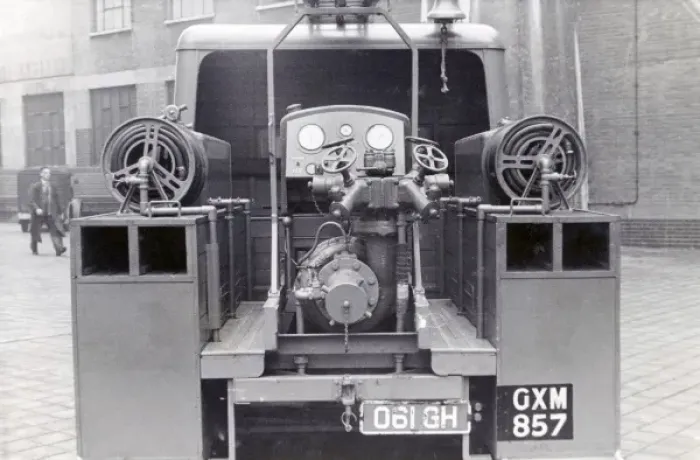 Framed Print : NFS heavy unit with hosereels and water tank, WW2 Framed Print : NFS heavy unit with hosereels and water tank, WW2