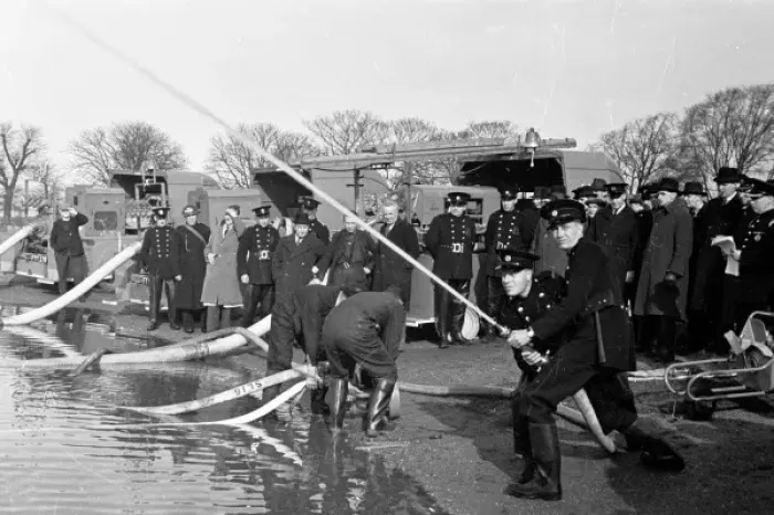 Framed Print : NFS - Home Office hose tests at Wimbledon, WW2 Framed Print : NFS - Home Office hose tests at Wimbledon, WW2