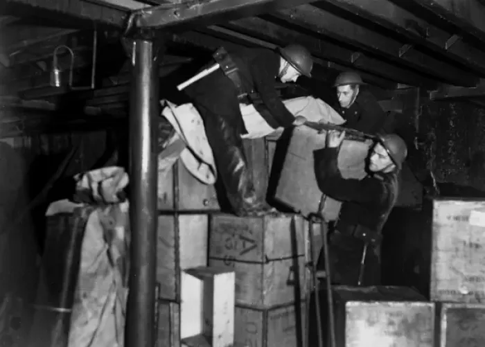 Framed Print : NFS (London Region) Salvage Corps in action, WW2 Framed Print : NFS (London Region) Salvage Corps in action, WW2