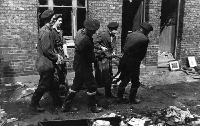 Framed Print : NFS personnel in salvage operation, WW2 Framed Print : NFS personnel in salvage operation, WW2