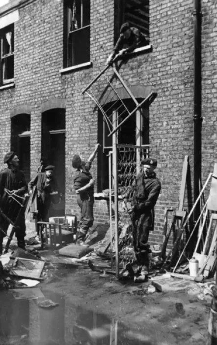 Framed Print : NFS personnel in salvage operation, WW2 Framed Print : NFS personnel in salvage operation, WW2
