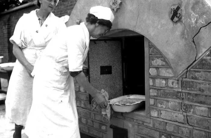 Framed Print : NFS sub-station with external baking oven in yard, WW2 Framed Print : NFS sub-station with external baking oven in yard, WW2