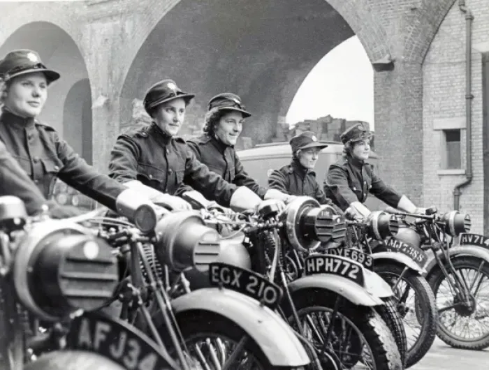 Framed Print : NFS women in dispatch rider training, WW2 Framed Print : NFS women in dispatch rider training, WW2