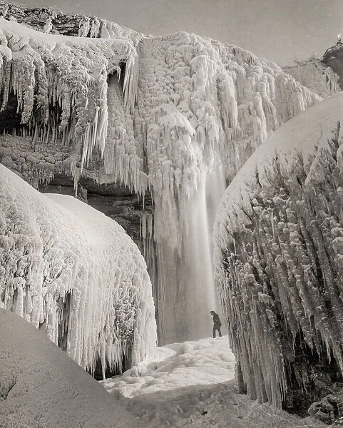 Niagara Falls waterfall frozen in winter, Canada