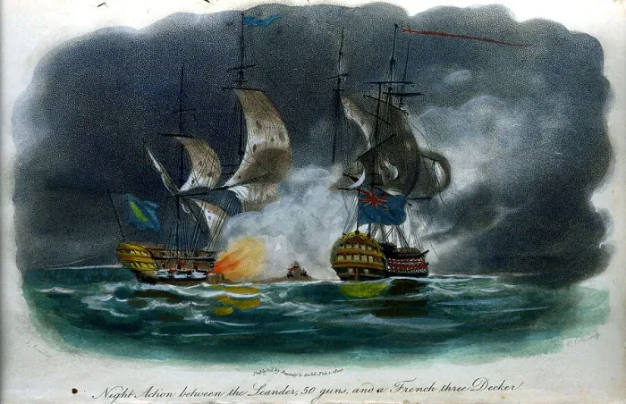Framed Print : Night Action Between The Leander, 50 Guns, And ? Framed Print : Night Action Between The Leander, 50 Guns, And ?