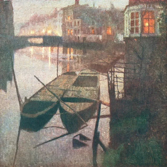 Framed Print : Night On A Canal, Ghent Framed Print : Night On A Canal, Ghent