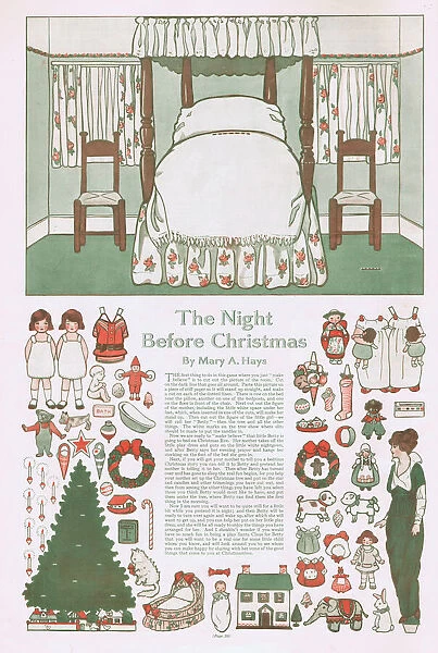 The Night Before Christmas childrens paper cut-out project, 1914 Date: 1914