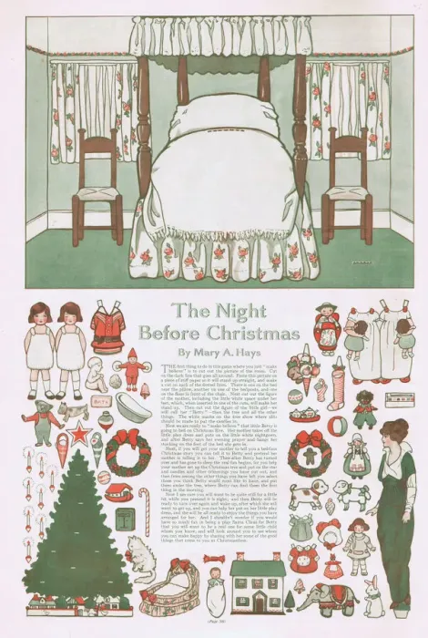 Framed Print : The Night Before Christmas childrens paper cut-out project, 1914 Date: 1914 Framed Print : The Night Before Christmas childrens paper cut-out project, 1914 Date: 1914