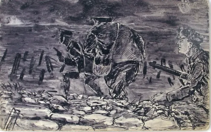 Framed Print : A Night Patrol just leaving their trench Framed Print : A Night Patrol just leaving their trench