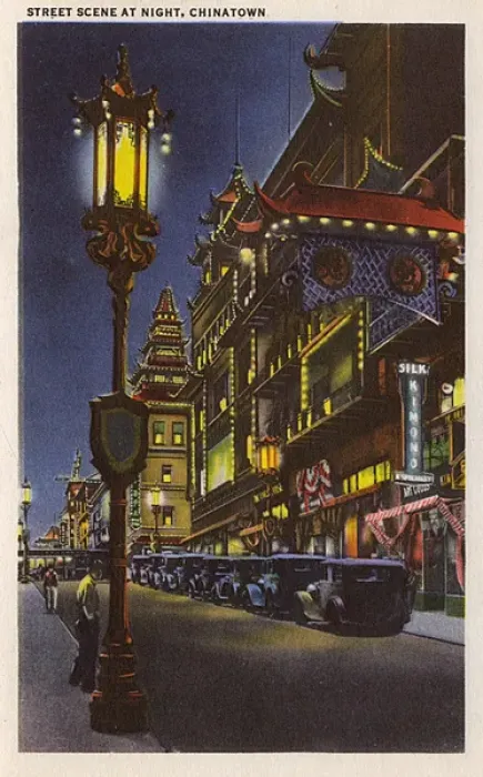 Framed Print : Night scene, Chinatown, San Francisco, California, USA Framed Print : Night scene, Chinatown, San Francisco, California, USA