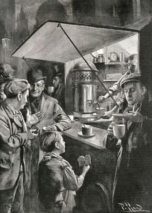 Framed Print : A Night Scene in London - The British Workman Annual Framed Print : A Night Scene in London - The British Workman Annual
