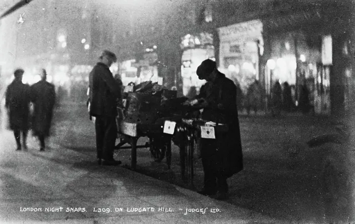 Framed Print : Night Scene on Ludgate Hill
