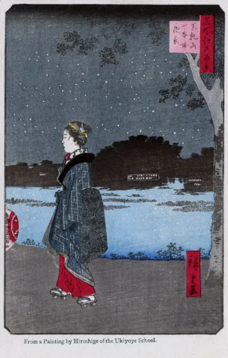 Framed Print : Night Scene - Matsuchiyama Hill and Sanya Canal by Hiroshige