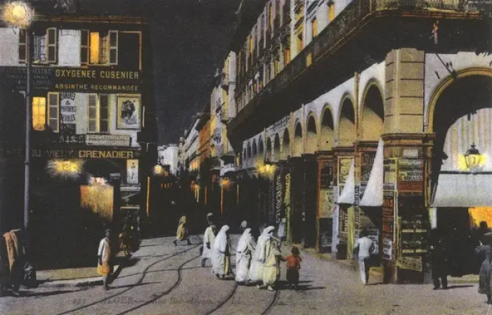 Framed Print : Night scene in Rue Bab-Azoun, Algiers, Algeria Framed Print : Night scene in Rue Bab-Azoun, Algiers, Algeria