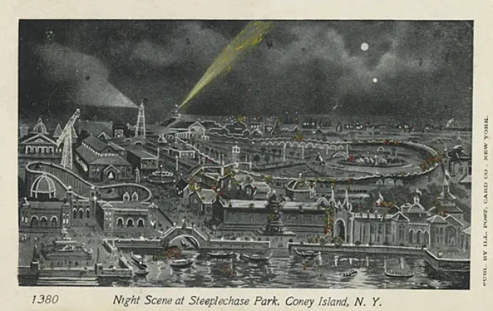 Framed Print : Night Scene at Steeplechase Park, Coney Island