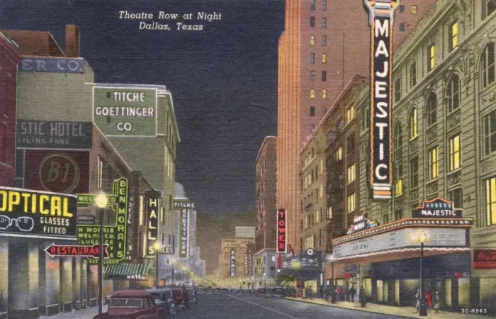 Framed Print : Night scene in Theatre Row, Dallas, Texas, USA Framed Print : Night scene in Theatre Row, Dallas, Texas, USA