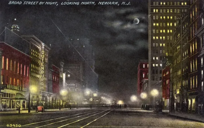 Framed Print : Night view of Broad Street, Newark, New Jersey, USA Framed Print : Night view of Broad Street, Newark, New Jersey, USA