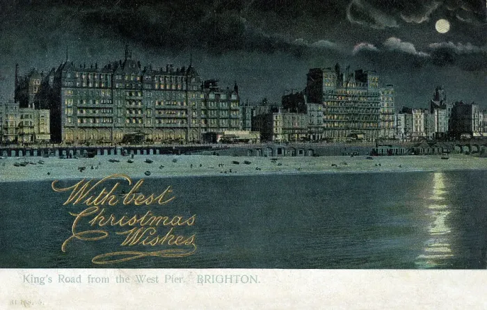 Framed Print : Nighttime View - King's Road from the West Pier, Brighton Framed Print : Nighttime View - King's Road from the West Pier, Brighton