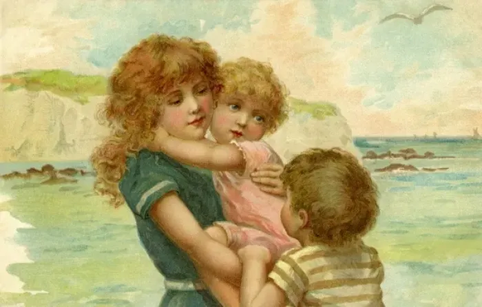 Framed Print : Nister. Children by the shore. Harriet Bennett. c. 1900. jpg Framed Print : Nister. Children by the shore. Harriet Bennett. c. 1900. jpg