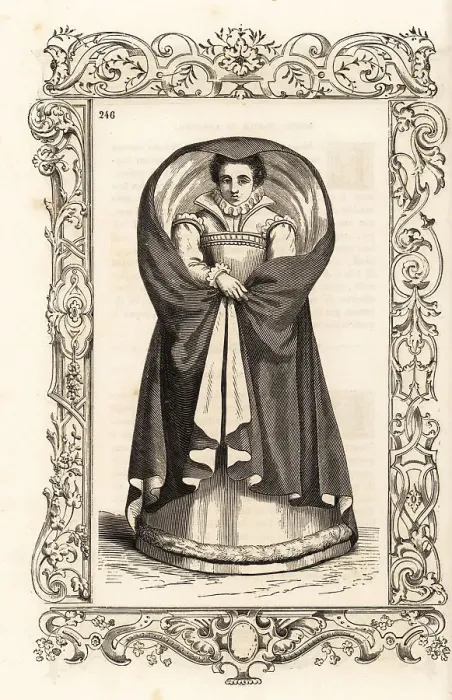 Framed Print : Noble woman of Brabant in hooped cloak, 16th century Framed Print : Noble woman of Brabant in hooped cloak, 16th century