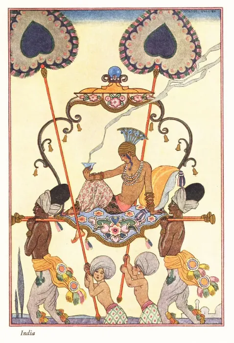 Framed Print : A noble woman burns incense while being carried on a palanquin Framed Print : A noble woman burns incense while being carried on a palanquin