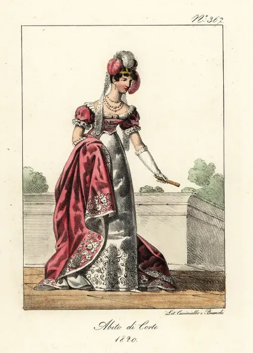 Framed Print : Noble woman in court costume, era of King Louis XVIII Framed Print : Noble woman in court costume, era of King Louis XVIII
