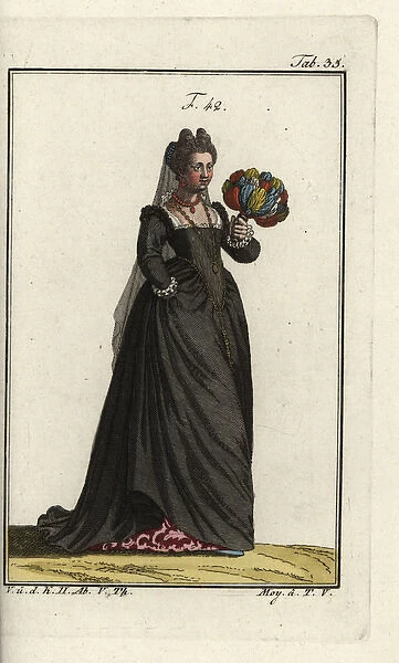 Noblewoman of Venice wearing a black dress