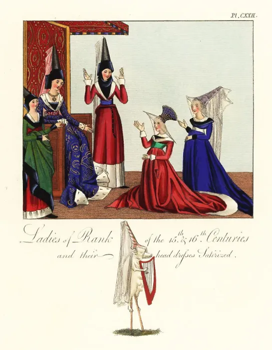 Framed Print : Noblewomen in hennin and veils, 15th and 16th centuries Framed Print : Noblewomen in hennin and veils, 15th and 16th centuries