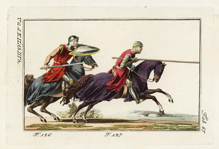 Framed Print : Norman cavalry charging, 12th century Framed Print : Norman cavalry charging, 12th century