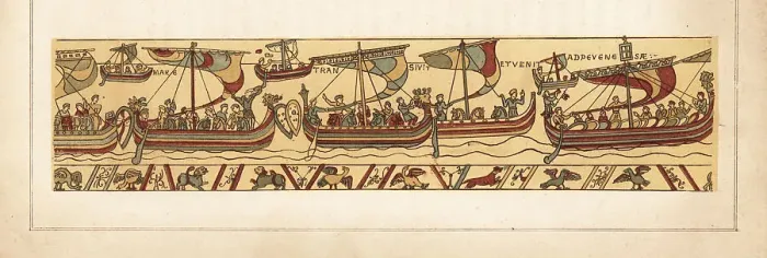 Framed Print : The Norman flotilla sails across the channel to Pevensey Framed Print : The Norman flotilla sails across the channel to Pevensey