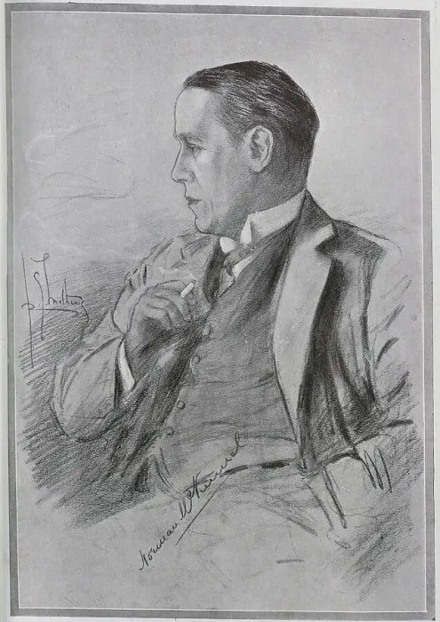 Framed Print : Norman McKinnel, actor, (1870-1932) drawn from life by R G Mathews, artist (1870-1955). Pencil sketch in suit and waistcoat, smoking a cigarette. Part of a series, Pencil portraits of Stage Favourites'published in The Bystander. Date: 1910 Framed Print : Norman McKinnel, actor, (1870-1932) drawn from life by R G Mathews, artist (1870-1955). Pencil sketch in suit and waistcoat, smoking a cigarette. Part of a series, Pencil portraits of Stage Favourites'published in The Bystander. Date: 1910
