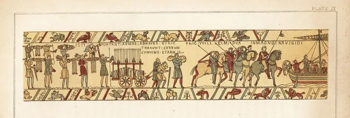 Framed Print : Norman soldiers loading stores and arms onto ships Framed Print : Norman soldiers loading stores and arms onto ships