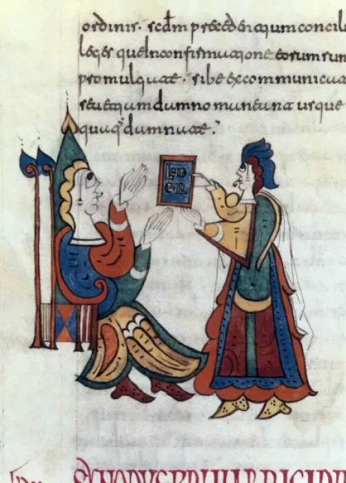 Framed Print : Norms codex (9th c. ). Mozarabic monks. 1872 Framed Print : Norms codex (9th c. ). Mozarabic monks. 1872
