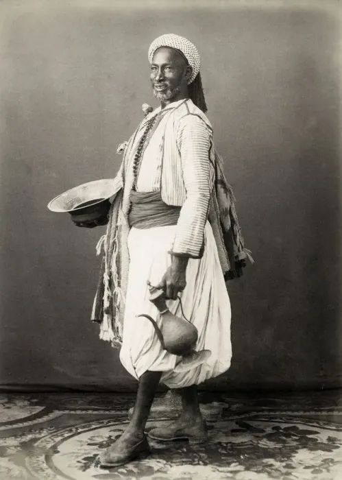 Framed Print : North African man with jug and dish Framed Print : North African man with jug and dish