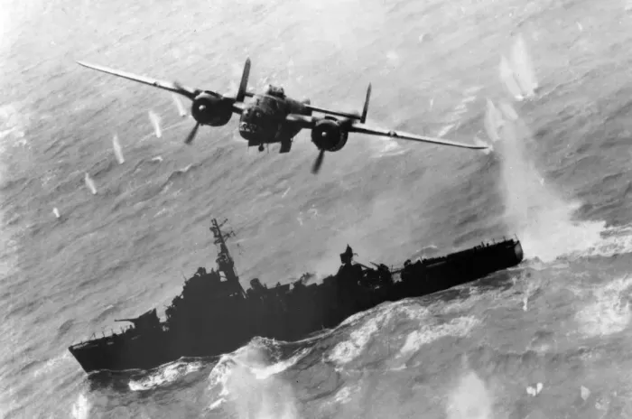 Framed Print : North American B-25 Mitchell -shown attacking Japanese Framed Print : North American B-25 Mitchell -shown attacking Japanese