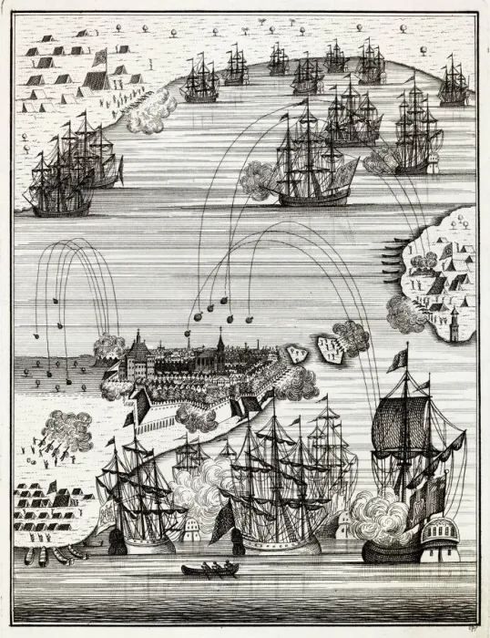 Framed Print : NORTH AMERICAN CAMPAIGN The British bombard and take Louisbourg (Cape Breton Island