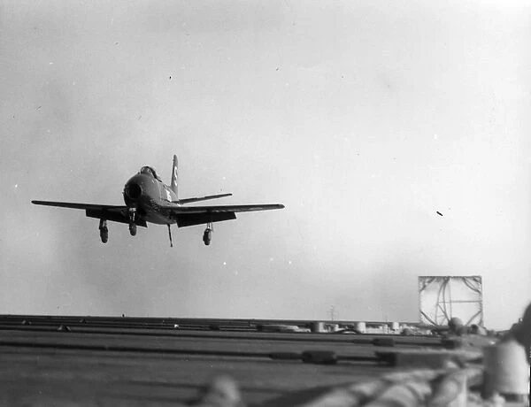 A North American FJ-1 Fury on final approach