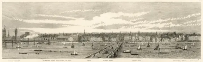Framed Print : North Bank of the Thames from Westminster to Temple, London