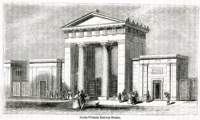 Framed Print : North-Western Railway Station, Euston, London 1880s Framed Print : North-Western Railway Station, Euston, London 1880s
