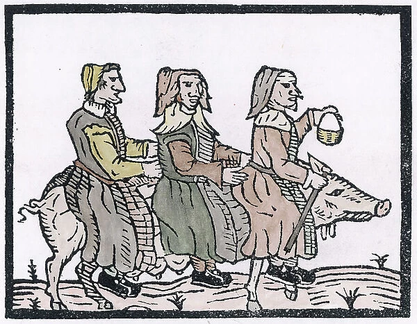 Northamptonshire witches riding a pig