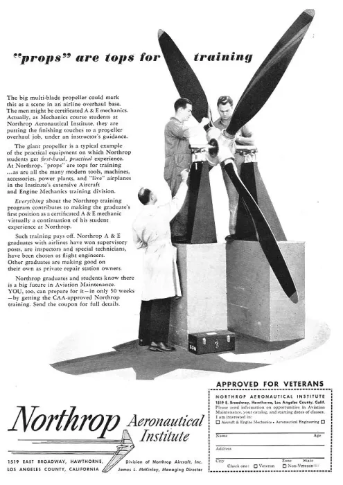 Framed Print : Northrop Aeronautical Institute 1949 Framed Print : Northrop Aeronautical Institute 1949