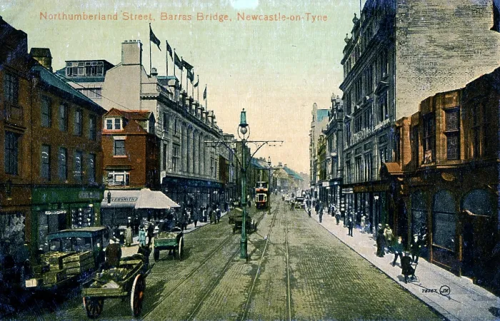 Framed Print : Northumberland Street, Barras Bridge, Newcastle-on-Tyne. Date: 1916