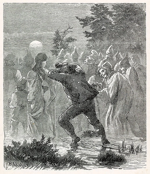 A Norwegian countryman encounters spirits of the dead in the marshes Date: 1879