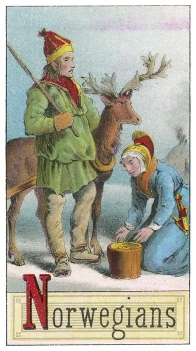Framed Print : Norwegian couple with reindeer Framed Print : Norwegian couple with reindeer