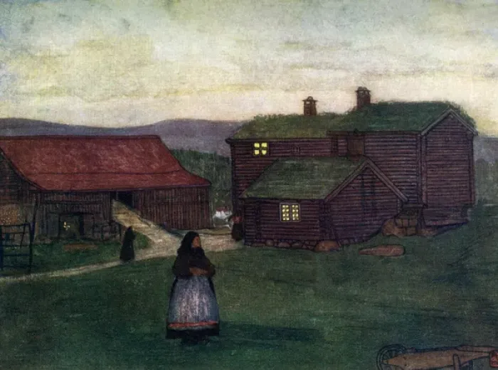Framed Print : Norwegian Farmhouses Framed Print : Norwegian Farmhouses
